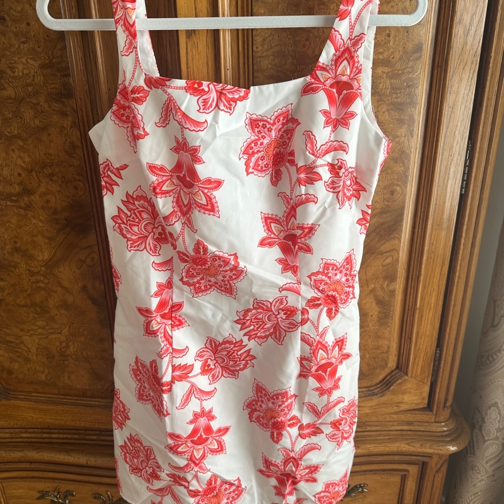Commense white and coral Square Neck Sleeveless Sundress - Picture 7 of 7
